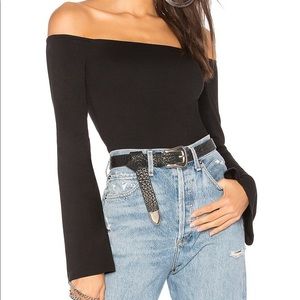 Lovers + friends black off shoulder bodysuit